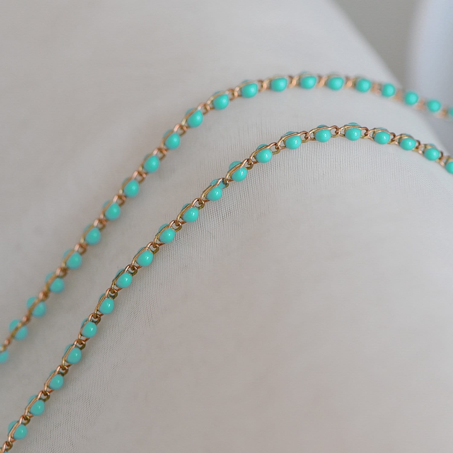 Green Enamel Brass Chain 2.5mm Thin, Unplated Brass Designer Chains (#LK-050-3)/ 1 Meter=3.3ft
